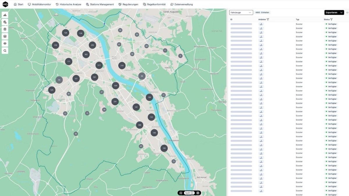 Live-Karte mit Fahrzeug-Clustern